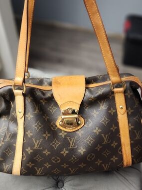 Louis Vuitton Monogram Canvas Shoulder Bag in Brown & Tan Leather